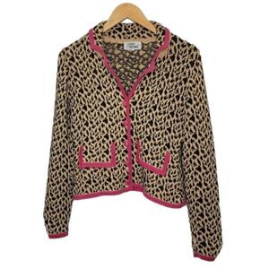 J.k. Leopard Print LS Button Up Cardigan
